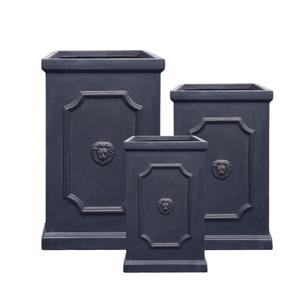 Clayfibre Lion Head Tall Cube Planter - Grey